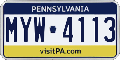 PA license plate MYW4113