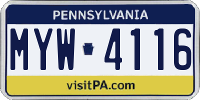 PA license plate MYW4116