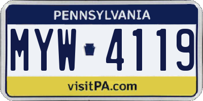 PA license plate MYW4119