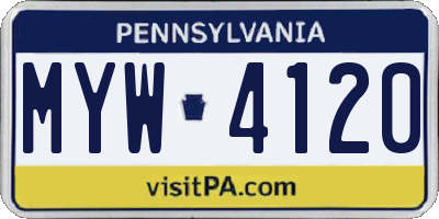 PA license plate MYW4120