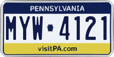 PA license plate MYW4121