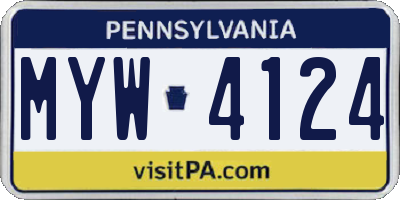 PA license plate MYW4124
