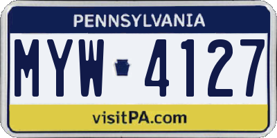 PA license plate MYW4127