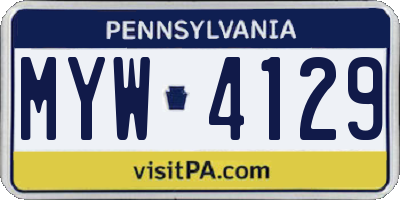 PA license plate MYW4129