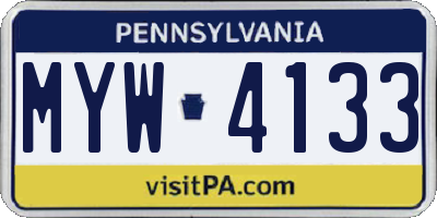 PA license plate MYW4133