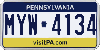 PA license plate MYW4134