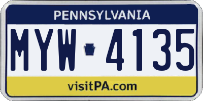 PA license plate MYW4135