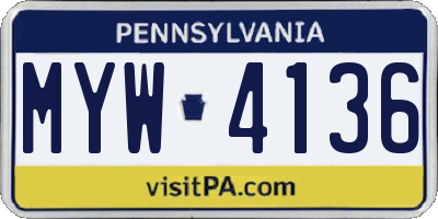 PA license plate MYW4136