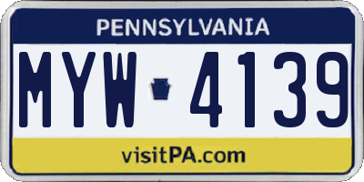 PA license plate MYW4139