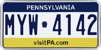 PA license plate MYW4142