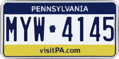 PA license plate MYW4145