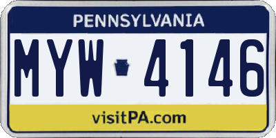 PA license plate MYW4146