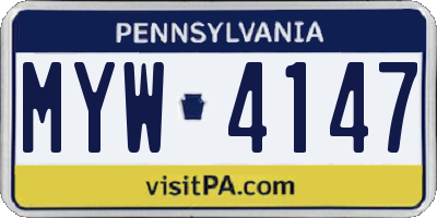 PA license plate MYW4147