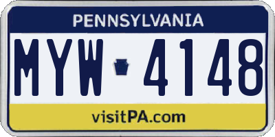 PA license plate MYW4148