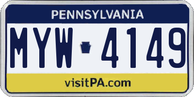 PA license plate MYW4149