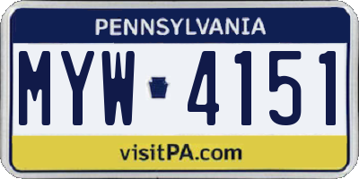 PA license plate MYW4151