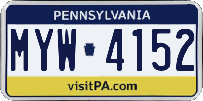 PA license plate MYW4152
