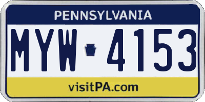 PA license plate MYW4153