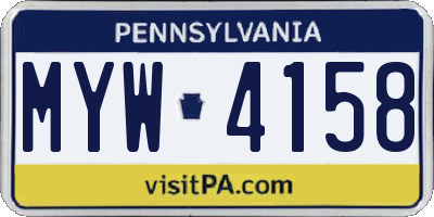 PA license plate MYW4158