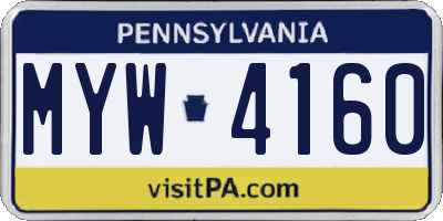 PA license plate MYW4160