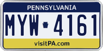 PA license plate MYW4161