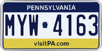 PA license plate MYW4163