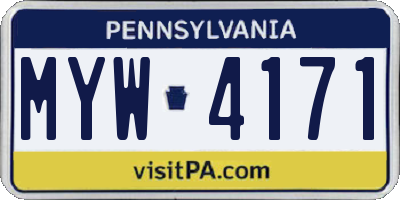 PA license plate MYW4171