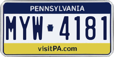 PA license plate MYW4181