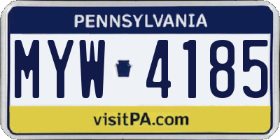 PA license plate MYW4185