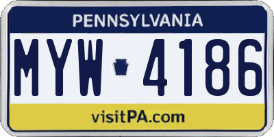PA license plate MYW4186