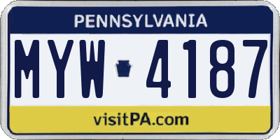 PA license plate MYW4187