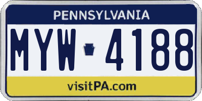 PA license plate MYW4188