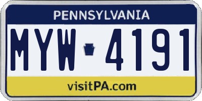 PA license plate MYW4191