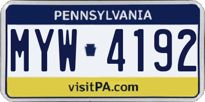 PA license plate MYW4192