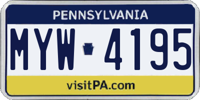 PA license plate MYW4195