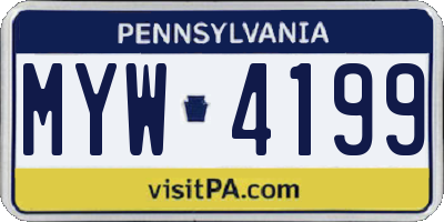PA license plate MYW4199