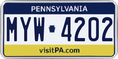 PA license plate MYW4202