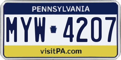 PA license plate MYW4207