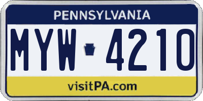 PA license plate MYW4210