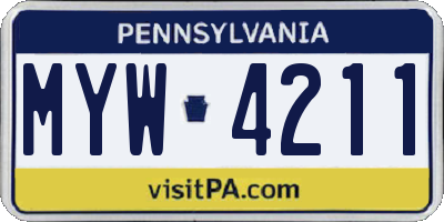 PA license plate MYW4211