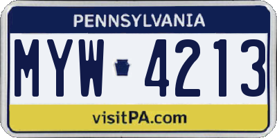 PA license plate MYW4213