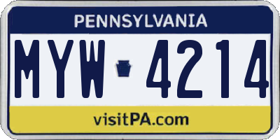 PA license plate MYW4214