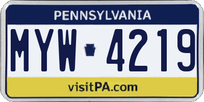 PA license plate MYW4219