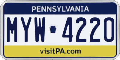 PA license plate MYW4220