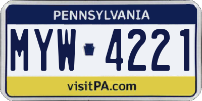 PA license plate MYW4221