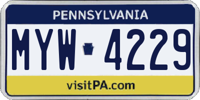 PA license plate MYW4229