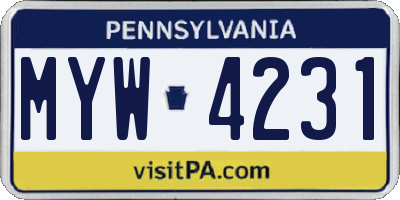 PA license plate MYW4231