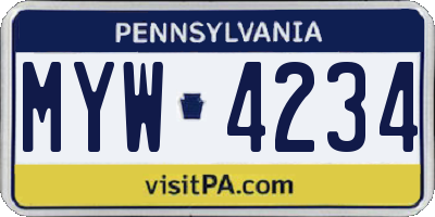 PA license plate MYW4234