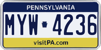 PA license plate MYW4236