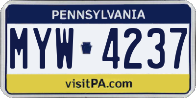 PA license plate MYW4237